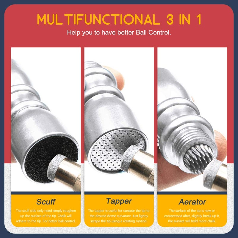 Hilitchi Multifunction Bowtie Snooker Billiard Pool Cue Tip Stick Shaper Repair Tools, 3 in 1 Tool - Shaper, Scuffer, Aerator - Image 4